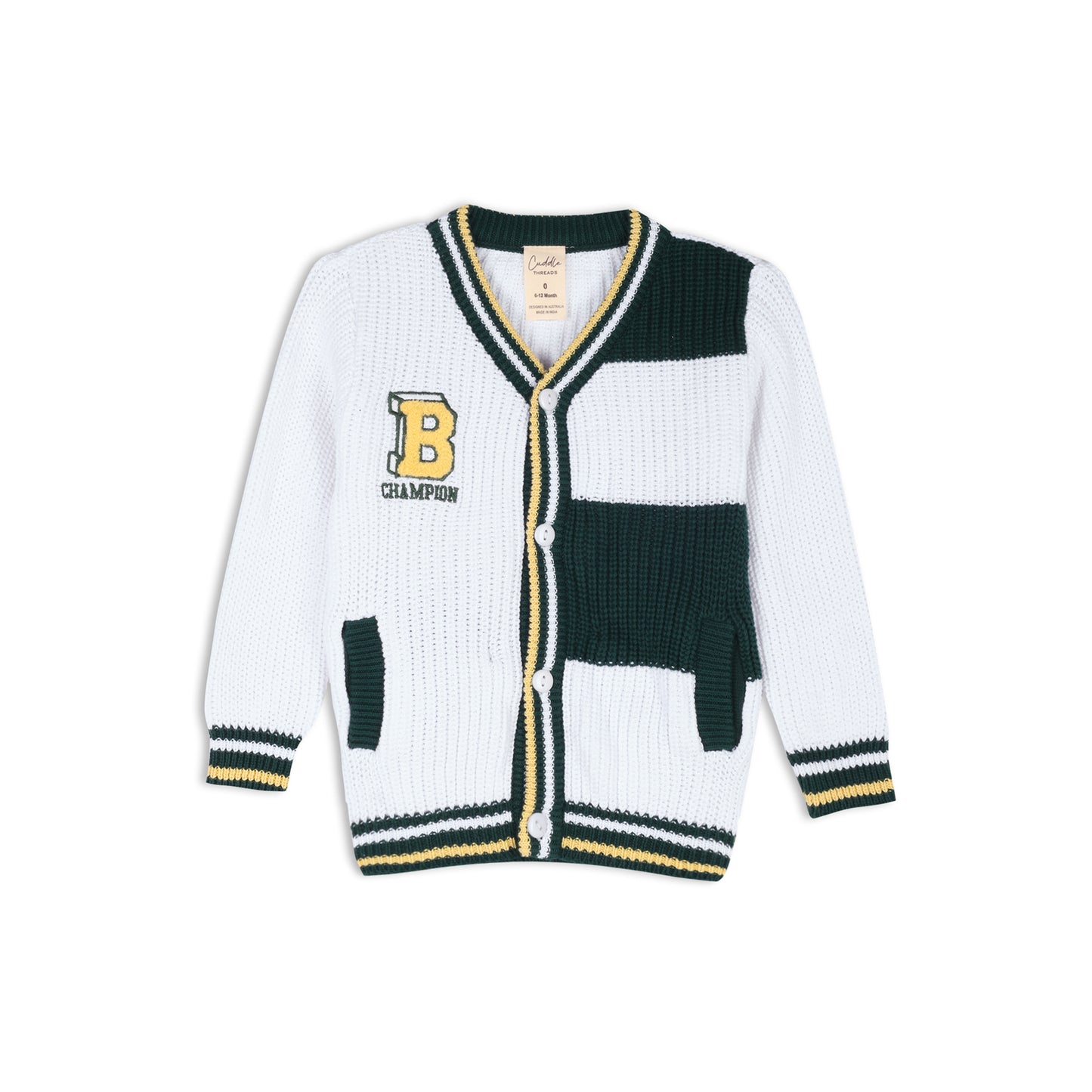 Green Stripe Baby Cardigan
