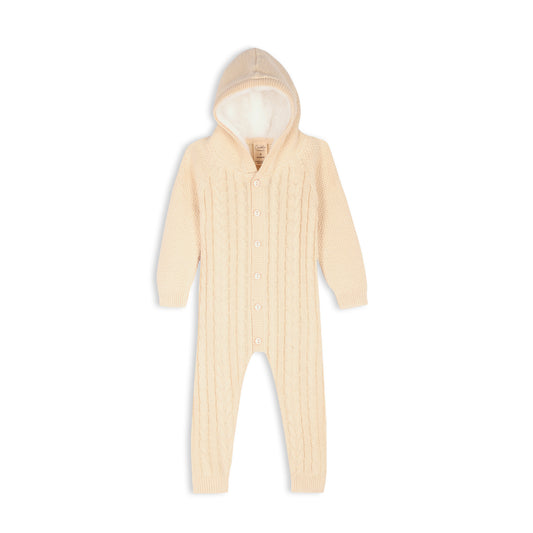 Ivory Cloud Hooded Knit Growsuit