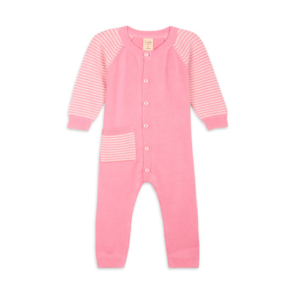 Stripey Pink Knit Growsuit