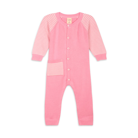 Stripey Pink Knit Growsuit