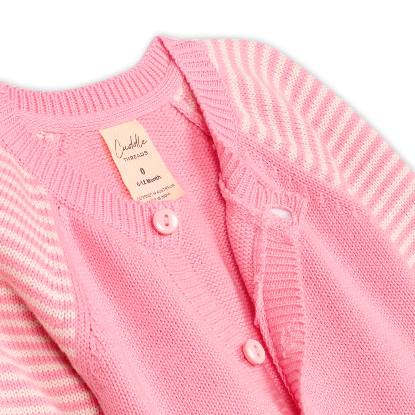 Stripey Pink Knit Growsuit
