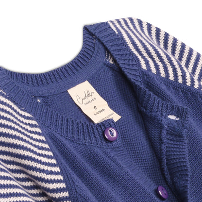 Stripey Blue Knit Growsuit