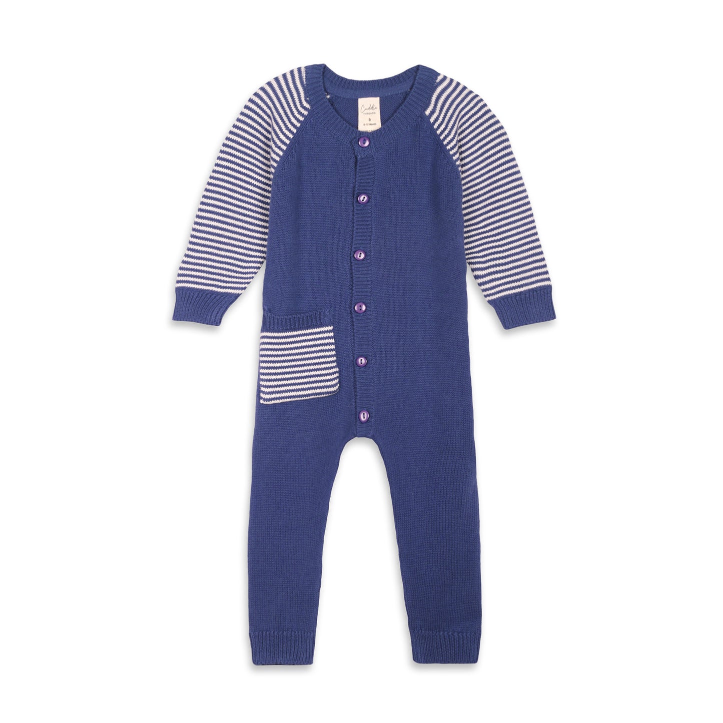 Stripey Blue Knit Growsuit